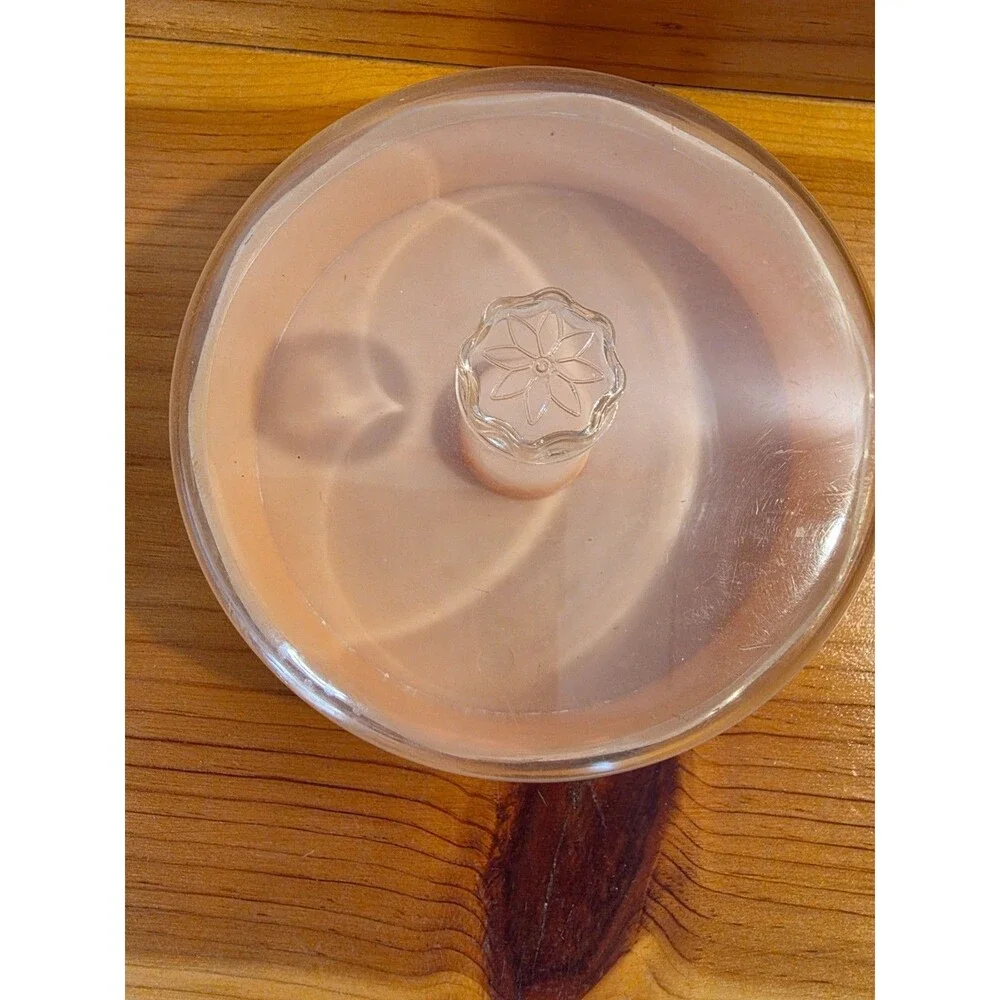 Vintage Pond’s Dreamflower Dusting Powder Container Pink Vanity Jar w Clear Lid